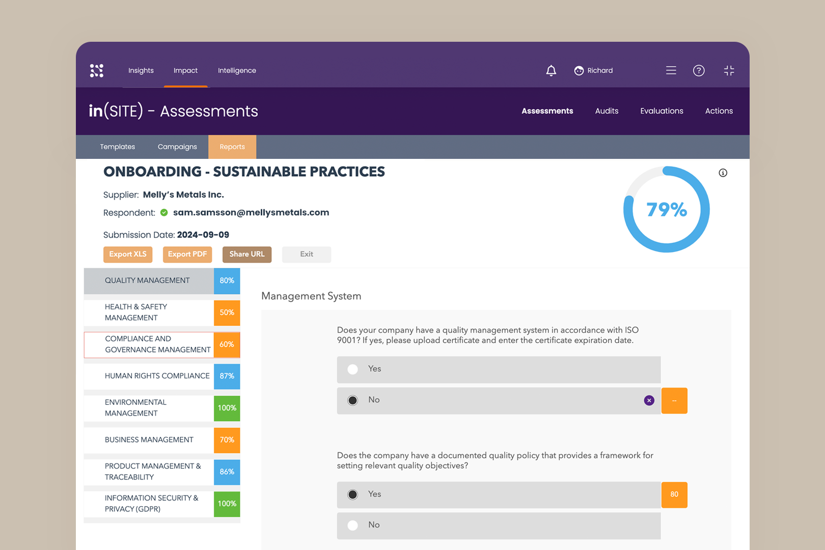 Supplier Self-Assessments SRM